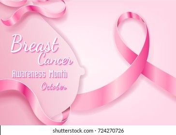 Breast Cancer October Awareness Month Campaign Background with paper pink ribbon symbol