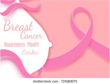 Breast Cancer October Awareness Month Campaign Background with paper pink ribbon symbol