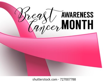 Breast Cancer October Awareness Month Campaign Background with paper pink ribbon symbol. Women health support concept poster vector design