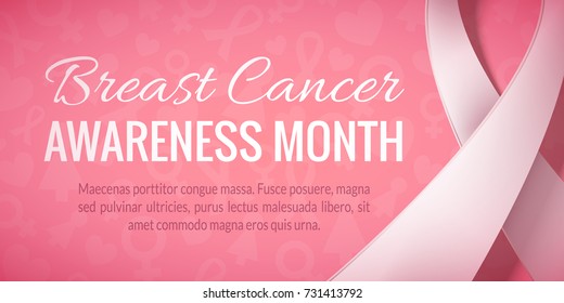 Breast Cancer October Awareness Month Campaign Background with paper pink ribbon symbol. Women health support concept poster vector design