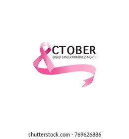 Breast Cancer October Awareness Month Campaign Background. Ribbon symbol. Vector illustration