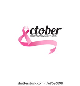 Breast Cancer October Awareness Month Campaign Background. Ribbon symbol. Vector illustration