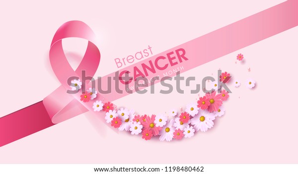 乳がん10月の意識月のピンクのリボンと春のポスター背景 ベクターイラスト のベクター画像素材 ロイヤリティフリー