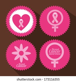 breast cancer over brown  background vector illustration