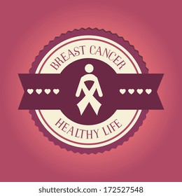 breast cancer over pink  background vector illustration