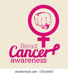 breast cancer over pink   background vector illustration