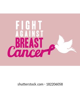 breast cancer over  pink background vector illustration