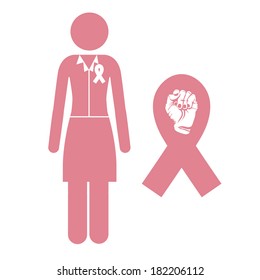 breast cancer over white  background vector illustration
