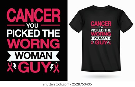 El cáncer de mama eligió una pelea con la mujer equivocada, luchador contra el cáncer, diseño de mujeres, problema de senos, camisa de conciencia, camisa de cinta, diseño de cáncer,