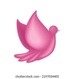 breast cancer pink dove icon isolated