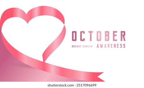 Breast cancer pink october ribbon awareness. Pink Ribbon. October is Cancer Awareness Month banner design, vector illustration