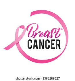 Breast Cancer. Pink Ribbon Breast Cancer Awareness Vector Illustration