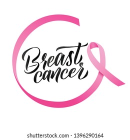 Breast Cancer. Pink Ribbon Breast Cancer Awareness Vector Illustration