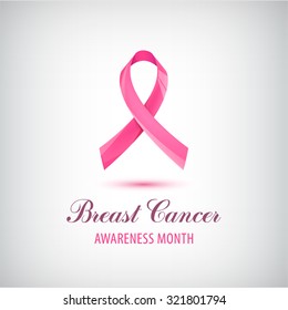 Breast Cancer pink ribbon icon isolated. Vector Realistic 3d