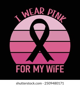 Breast Cancer Pink Ribbon T shirt Design For Women