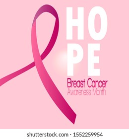 Breast cancer poster with an awareness ribbon - Vector illustration