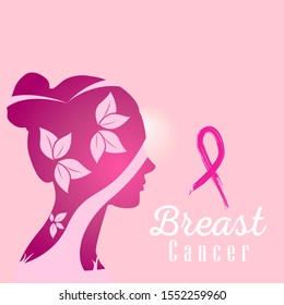Breast cancer poster with an awareness ribbon - Vector illustration