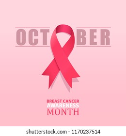 Breast cancer poster design with pink ribbon. October breast cancer awareness month poster and banner design