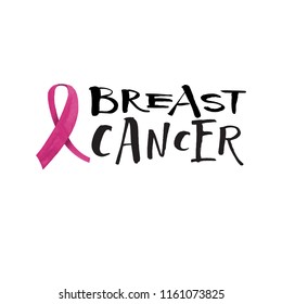 BREAST CANCER POSTER. Lettering October Pink Illustration