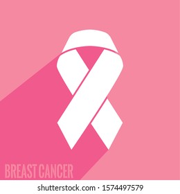 Breast cancer poster with a pink awareness ribbon - Vector