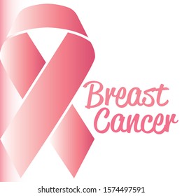 Breast cancer poster with a pink awareness ribbon - Vector