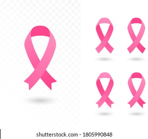 Breast cancer prevention concept. Vector flat illustration set. Group of narrow pink ribbons sign for october cancer awareness month. Design element for healthcare banner, web, infographic, logo