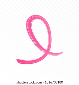 Breast cancer prevention concept. Vector flat illustration. Pink ribbon loop symbol for october cancer awareness month. Design element for banner, poster, web, infographic, logo.