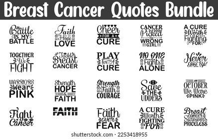 Breast Cancer Quotes Bundle, Quotes SVG Cut Files Designs Bundle, Calligraphy Poster Designs, Quotes about Breast Cancer, Saying about Awareness, Awareness quotes eps files,