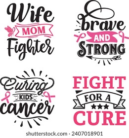 Breast cancer Quotes Designs Bundle, October Breast Cancer Quotes Saying best for print item t-shirt, Clothing, mug, pillow, poster, banner, isolated 