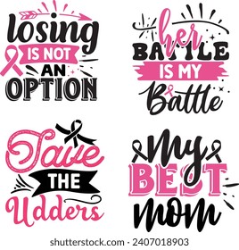 Breast cancer Quotes Designs Bundle, October Breast Cancer Quotes Saying best for print item t-shirt, Clothing, mug, pillow, poster, banner, isolated 