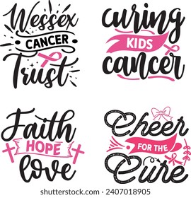 Breast cancer Quotes Designs Bundle, October Breast Cancer Quotes Saying best for print item t-shirt, Clothing, mug, pillow, poster, banner, isolated 