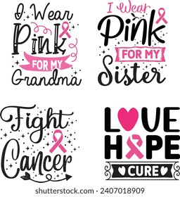 Breast cancer Quotes Designs Bundle, October Breast Cancer Quotes Saying best for print item t-shirt, Clothing, mug, pillow, poster, banner, isolated 