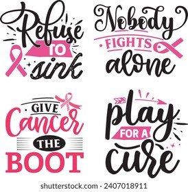 Breast cancer Quotes Designs Bundle, October Breast Cancer Quotes Saying best for print item t-shirt, Clothing, mug, pillow, poster, banner, isolated 