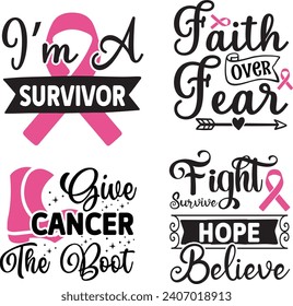 Breast cancer Quotes Designs Bundle, October Breast Cancer Quotes Saying best for print item t-shirt, Clothing, mug, pillow, poster, banner, isolated 