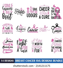 Cáncer de Mama Cita el paquete de diseños SVG. Cáncer de mama cita archivos de corte SVG agrupados, Cáncer de mama cita diseños de camisetas agrupadas, Citas sobre terapia, estadísticas de tratamiento archivos de corte, terapias