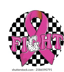 Breast cancer, Breast cancer retro dalmatian dots race checkered doodle bright Football, Football Breast warrior