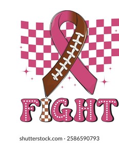 Breast cancer, Breast cancer retro dalmatian dots race checkered doodle bright Football, Football Breast warrior