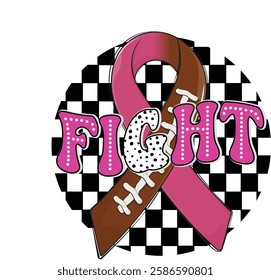 Breast cancer, Breast cancer retro dalmatian dots race checkered doodle bright Football, Football Breast warrior