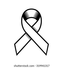 Breast Cancer Retro Style Ribbon on White Background. Vector
