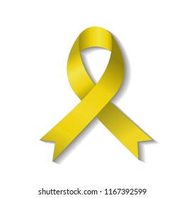 Yellow Awareness Ribbon On White Background Stock Vector (Royalty Free ...