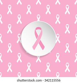 Breast cancer ribbon awareness seamless pattern. Vector illustration.