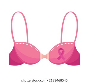 breast cancer ribbon in bra