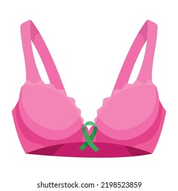 breast cancer ribbon in bra icon