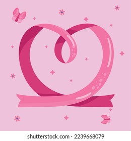 breast cancer ribbon with butterflies poster