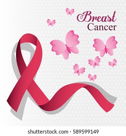 Breast Cancer Ribbon And Butterfly Card