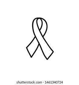 breast cancer ribbon doodle icon, vector illustration