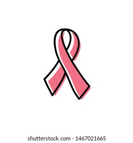 Breast Cancer Ribbon Doodle Icon, Vector Illustration