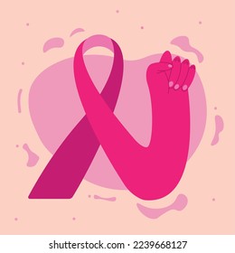 breast cancer ribbon with fist poster