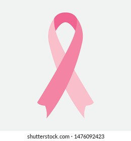 Breast cancer ribbon flat vector icon, sign