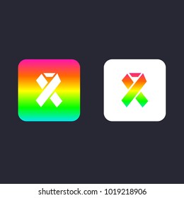 breast cancer ribbon icon colorful rainbow gradient outline and cut shape set vector design